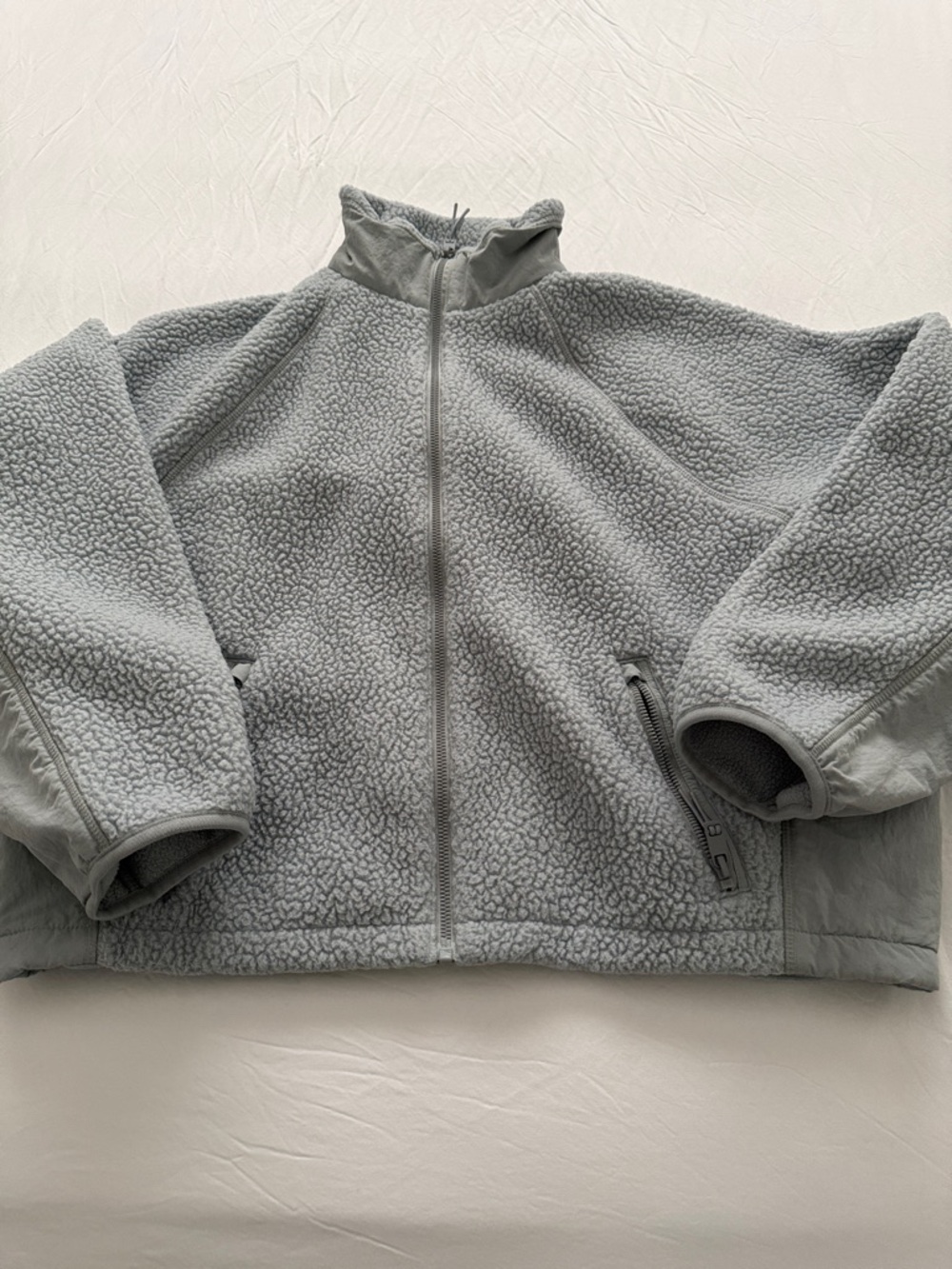Vuori Light Gray Sherpa Full-Zip Jacket